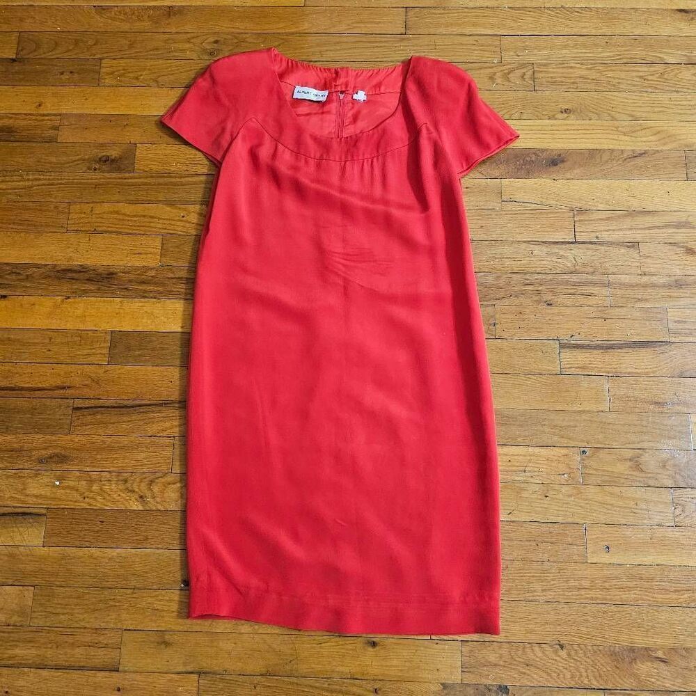 Vintage Albert Nipon Red Silk Dress Size 8